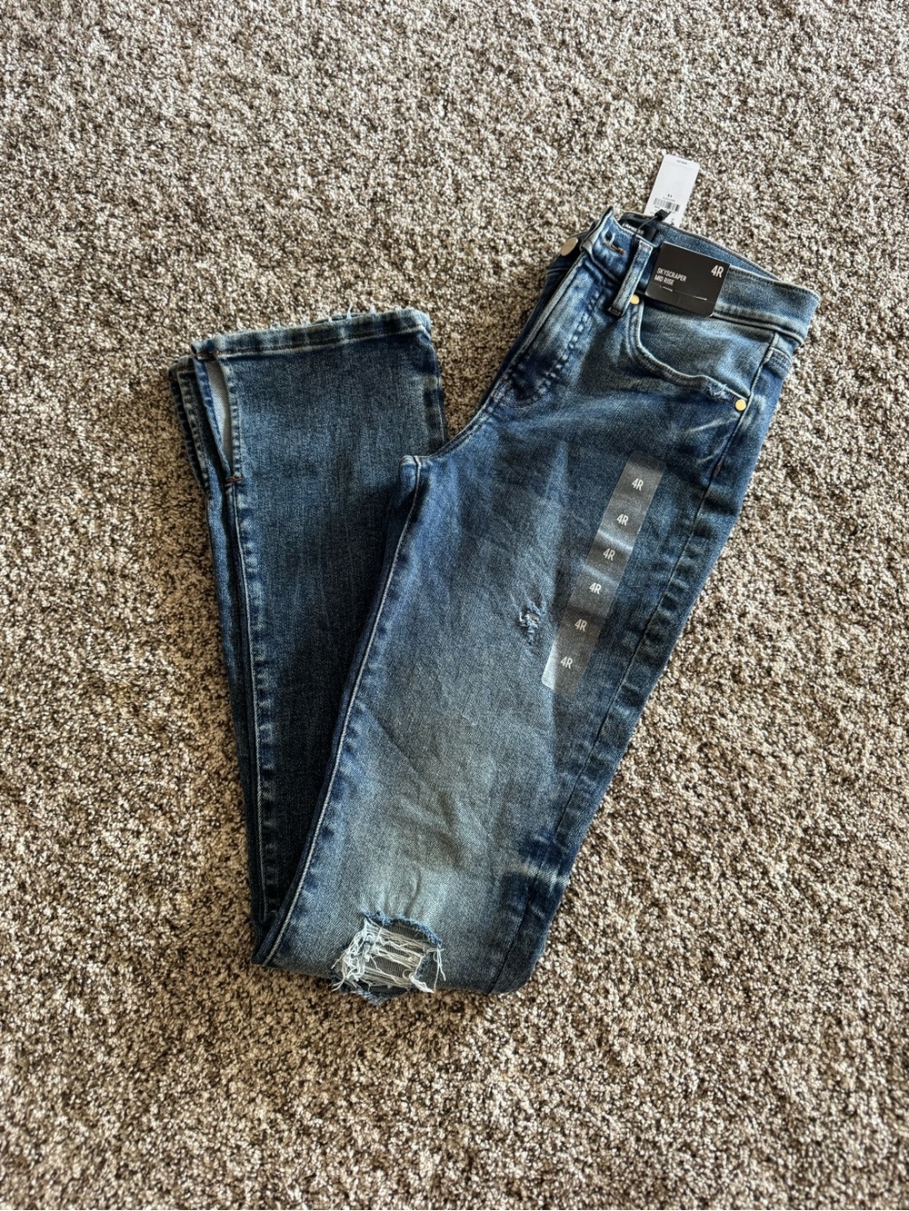 Express Women's Distressed Dark Blue Skinny Jeans